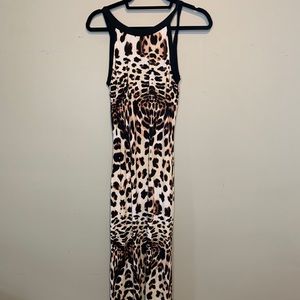 Bebe Leopard Lace Up Back Dress